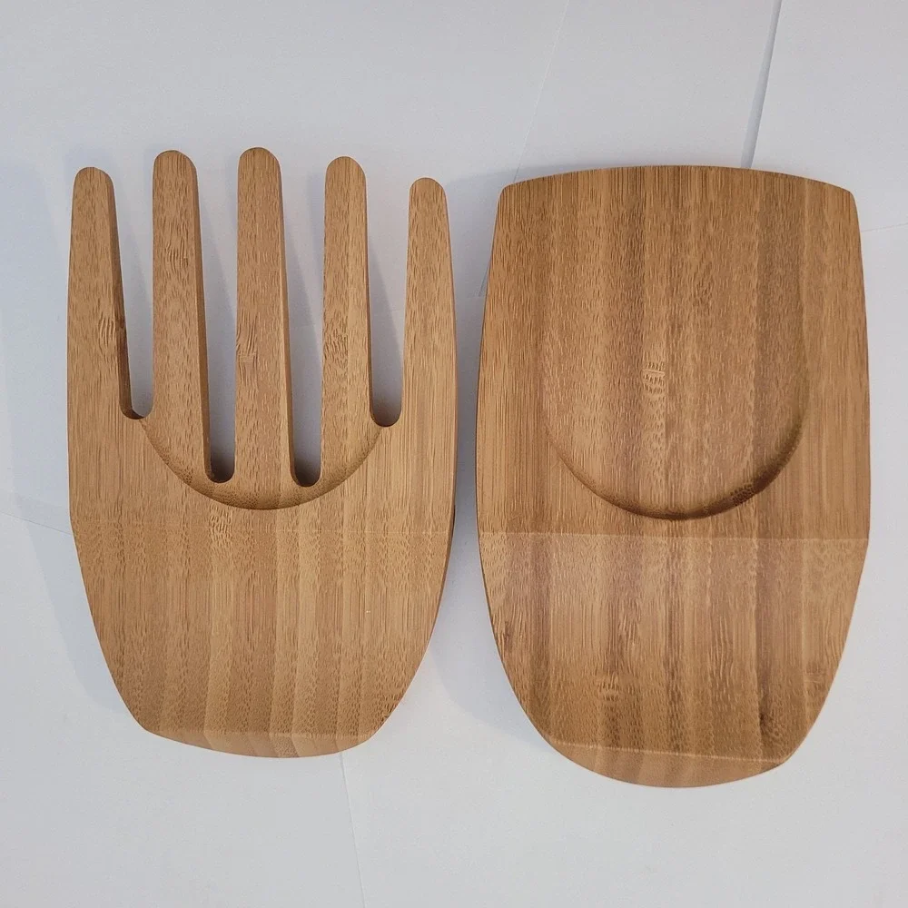 Pampered‎ Chef Bamboo Salad Hands Servers Unisex Brown Wood Tossing Tools 10A